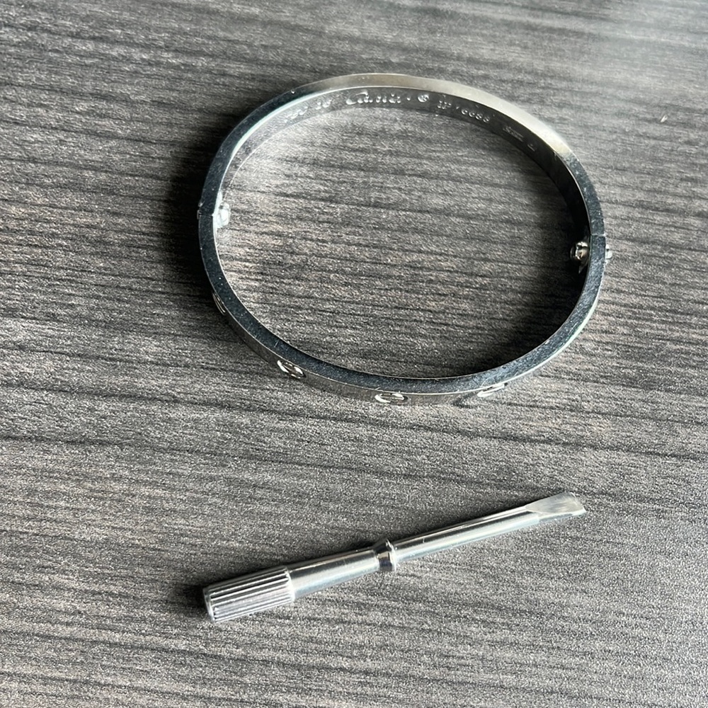 Lock bracelet. Comes apart with screwdriver.